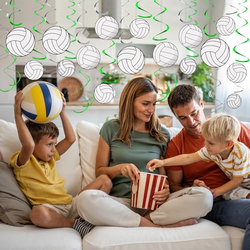 Image of 54Pcs Volleyball Hanging Swirls Party Decorations Volleyball Theme Birthday Party Decorations Supplies Sports Ball Cutouts Hanging Swirl Ceiling Streamers for Kids Girls Boys