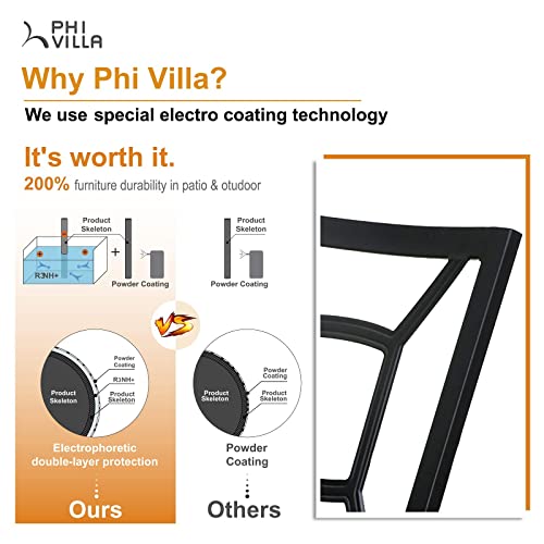 Phi Villa 6 Pcs Metal Outdoor Dining Chairs With Armrest, Set Of 6 Portable Wrought Iron Patio Dining Chairs, Stackable Indoor/Outdoor Black Chairs For Garden Backyard, Supports 300 Lbs #TOP1