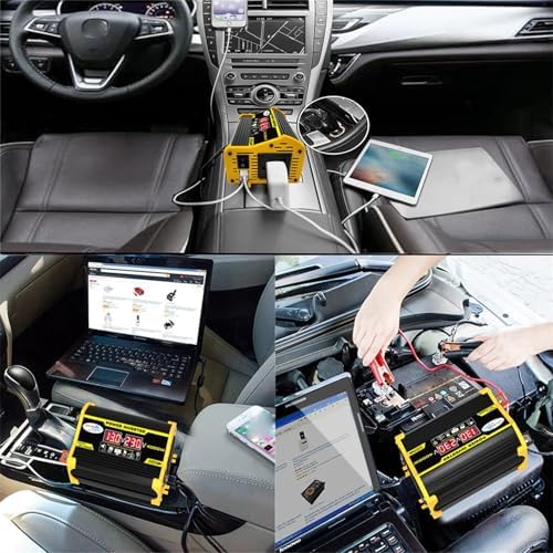 300W Solar Inverter Kit - 12V to 110V/220V AC, 18W Solar Panel & 30A Controller for Home, RV, Off-Grid Power System - Efficient Generator (Yellow, 12V-220V)