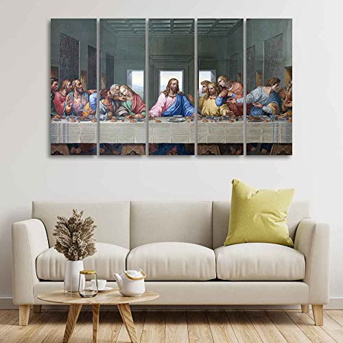 Image of VIBECRAFTS Last supper of Jesus 5 Pieces Canvas Wall Painting For Home|Office|Living Room|Gift (PTVC5Pcs4 8613NN)