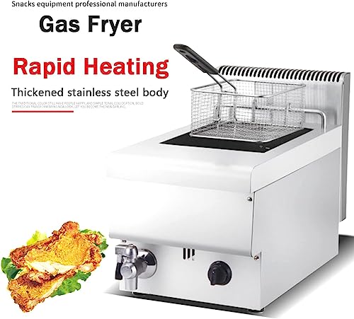 Frittierte Maschine Kommerzielle Arbeitsplatten-Fritteuse mit Propangas, Fettfritteuse aus Edelstahl mit abnehmbarem Korb, Buffet-Lebensmittelerhitzer aus Edelstahl mit Tank für Zuhause, Res – Bild 4