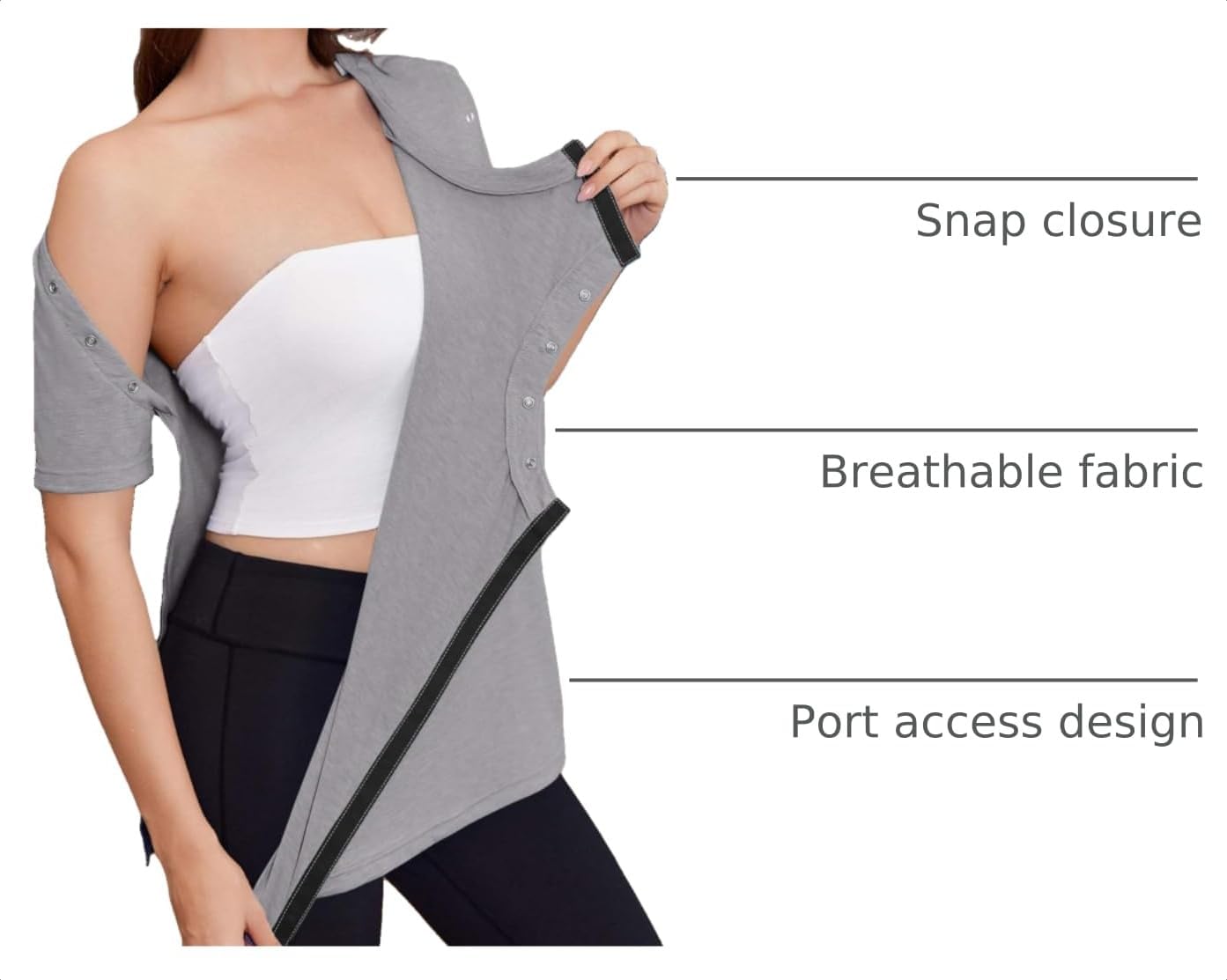 Deyeek Women's Post Surgery Tear Away Shirt for Shoulder Recovery image 4