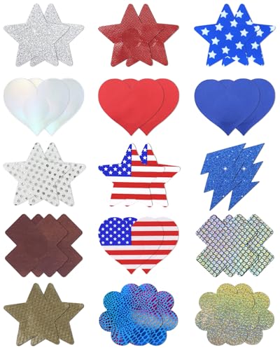 Image of CICKEE 15 Pairs Pasties Rave | Self-Adhesive Nipple Covers Pack Breast Petals Sticky Pasty Nipple Stickers