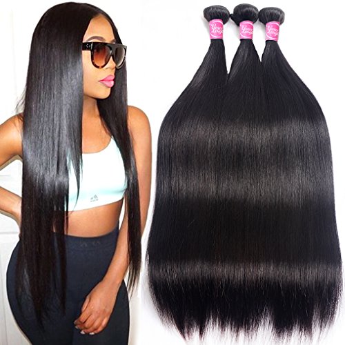 Mink 8A Brazilian Virgin Hair Straight Remy Human Hair 3 Bundles Deals 18" 20" 22" Unprocessed Brazilian Straight Hair Extensions Natural Color Weave Bundles by Grace Length Hair