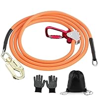 GJCrafts Stahlseil Kern Flip Line Kits, Stahlseil Lanyard mit Triple Lock Karabiner, verstellbare Lanyard Klettern für Baumkletterer, Baumpfleger, Fallschutz(16 * 2.4)