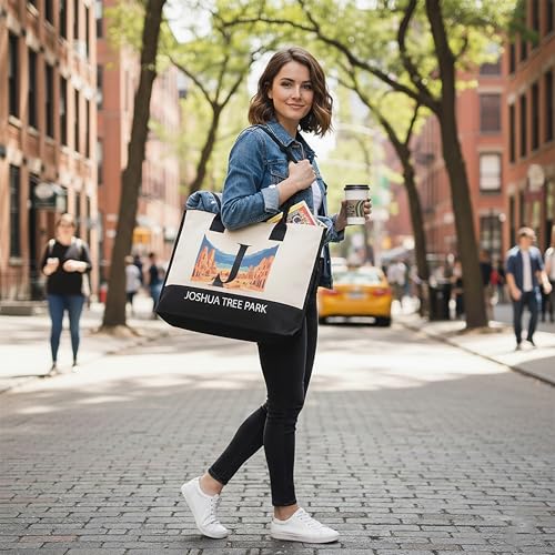Image of Salt Earth Cotton Canvas Tote Bag - Alcatraz Island Landmark Design with Custom Initial, Durable Shoulder Bag for Women