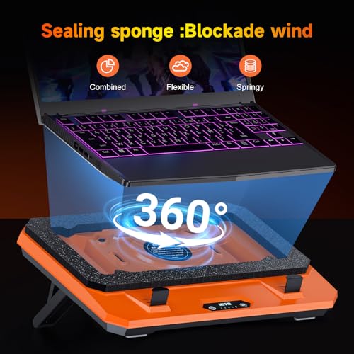 Image of IETS GT300 Upgraded Laptop Cooling Pad with Adjustable Stand, Turbo Boosted Cooler for Rapid Cooling 10-17inch Gaming Laptop, Flexible Sealing Ring,Featuring Air Filtration and USB Hub