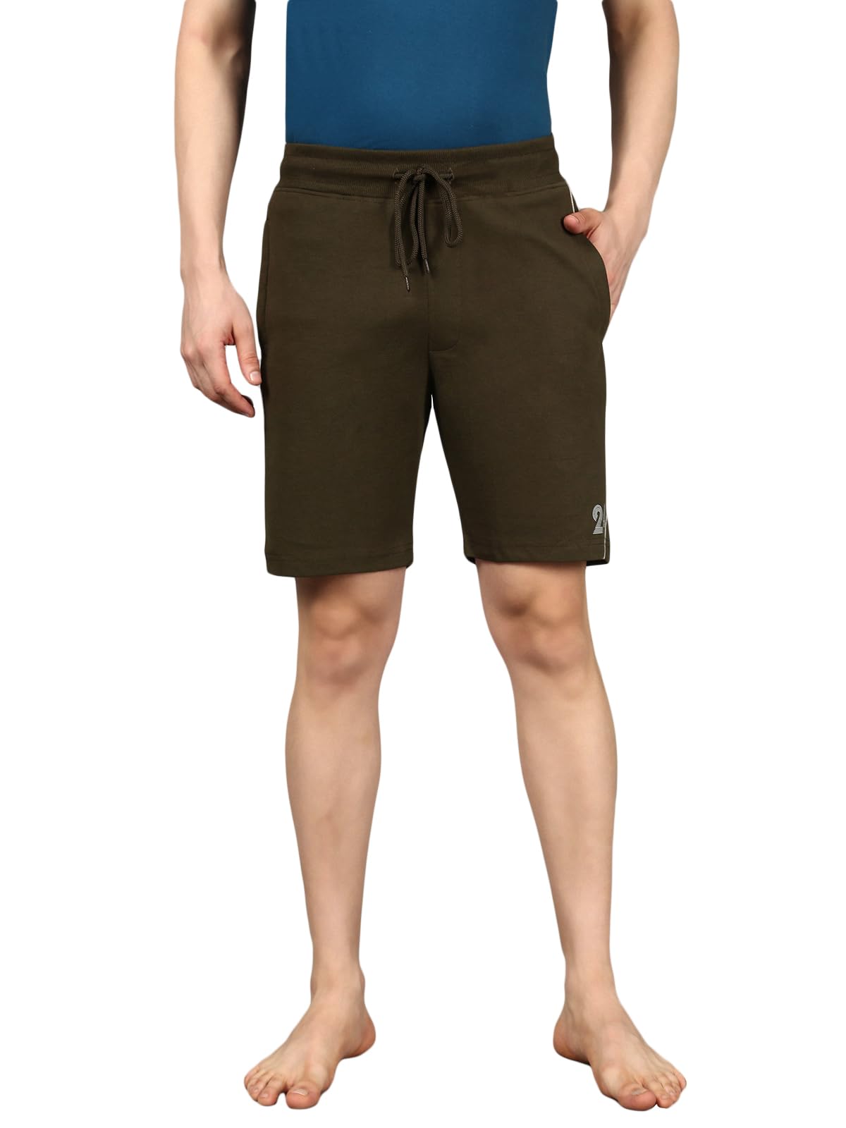 verkossa Men's Cotton Casual Regular Fit Diagonal Knit Half Pant with Side Pocket|Yoga Summer Gym Shorts-picture-12
