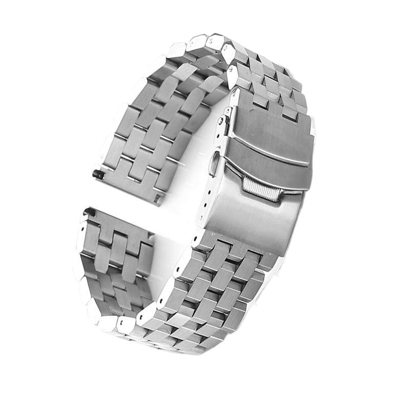 Bracelet de montre anti-perte en acier inoxydable avec double boucle sécurisée homme
