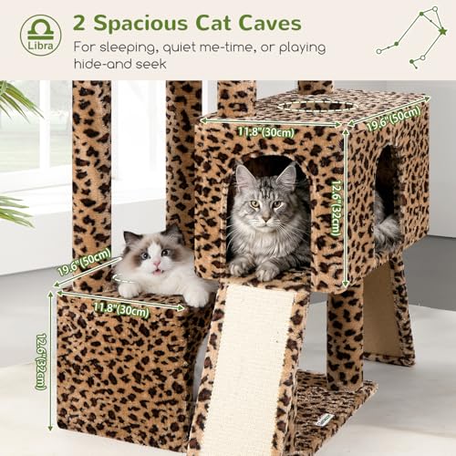 Image of Globlazer Heavy Duty Cat Tree 78 inch Sturdy Cat Tower for 20lbs Large Adult Cats, Symmetrical Aesthetic Big Cat Tree with Extra Large Platform, 2 Scratching Boards, Z78, Leopard Print