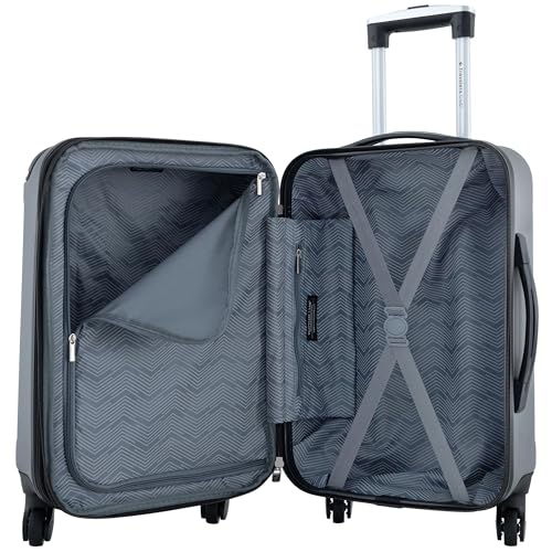 Image of Travelers Club Chicago Hardside Expandable Spinner Luggage, Charcoal, 20 inch(22in with wheels) Carry-On