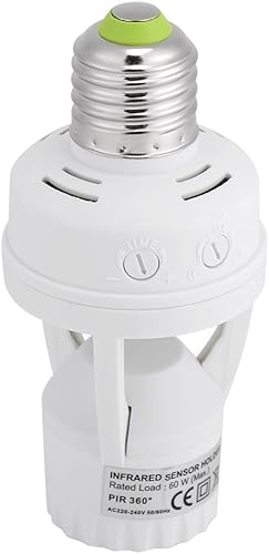 Miniatura 2 de Toma de luz con sensor de movimiento PIR, soporte de bombilla de tornillo E27 LED PIR sensor de movimiento infrarrojo interruptor de lámpara con
