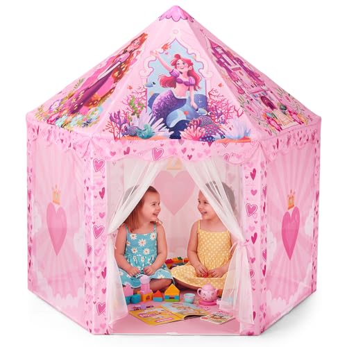 Cosone Tente Enfant Intérieur Extérieur, Cabane Château pour Princesse, Jouet Cadeau Fille 2-8 Ans, Facile à Ranger (Princesse)