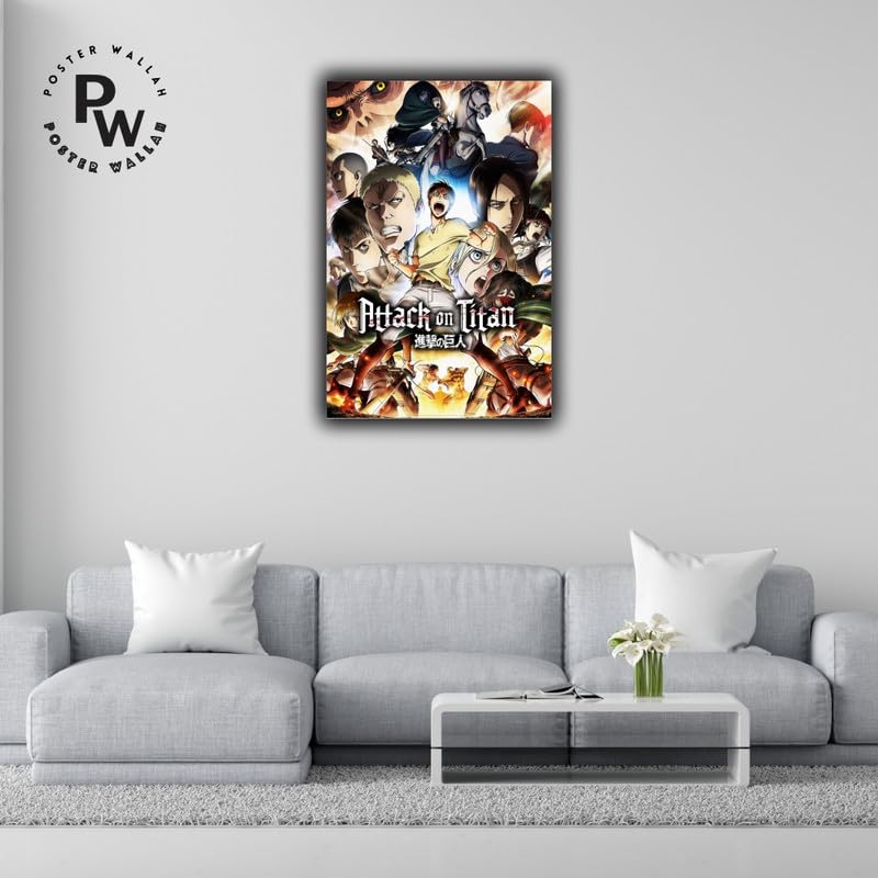 Image of POSTER WALLAH Attack On Titan Anime Poster for Home Office and Student Room Wall | Aesthetic Poster | Wall Decor ATCKONTTN14 (18X12 inch)