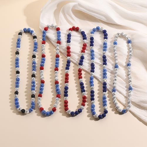 Rhinestone Baseball Necklace for Men Women Boys,Inspired Baseball Beaded Necklace Unisex Bling Baseball Necklaces,Baseball Ice Necklace Sports Jewelry Gift Accessory4