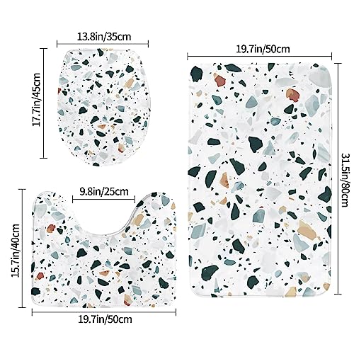 Tapis de sol doux terrazzo kit de 3 avec tapis de contour pour WC et bain