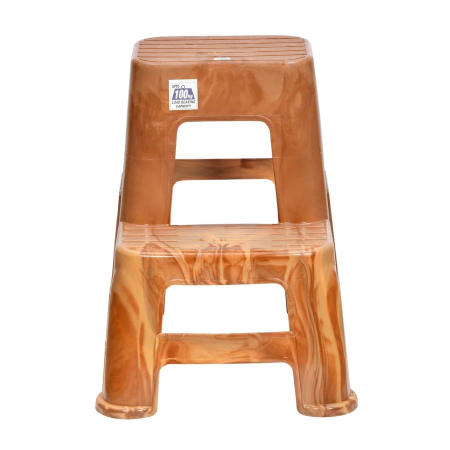 Image of Nilkamal STL21 Step Stool for Home, Bedroom, Bathroom, Kitchen, Living Room, Office, Adult, Kids, Children's and Garden Stool with 100Kg Load Capacity (Pear Wood)
