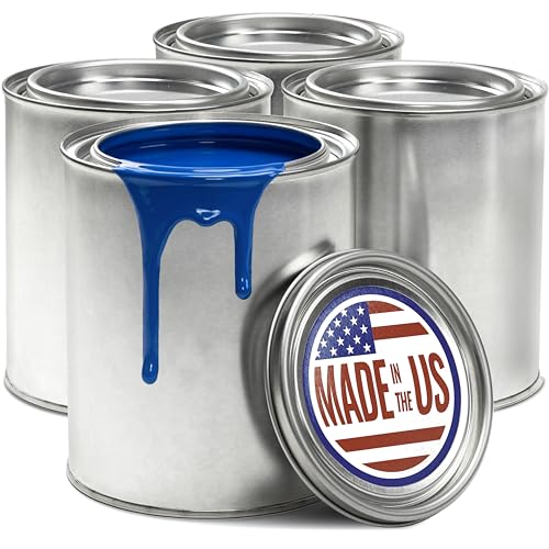 Stock Your Home 1 Quart Unlined Metal Paint Cans with Lids (4 Pack) Empty Quart Paint Cans for Storage Mixing Touch Ups and Crafts - Made in USA Metal Buckets with Friction Fit Lids