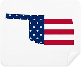 Oklahoma USA Map Stars Stripes Flag Shape Cleaning Cloth Screen Cleaner 2pcs Suede Fabric