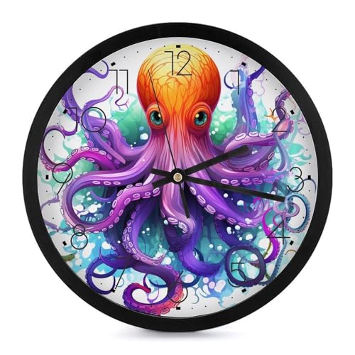 Horloge murale numérique colorée pieuvre à piles 25,4 cm - 2