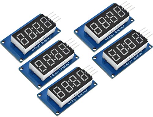 TECNOIOT 5pcs TM1637 Red Anode Digital Tube LED Module & Clock 7 Segment 4 bits 0.36 Inch