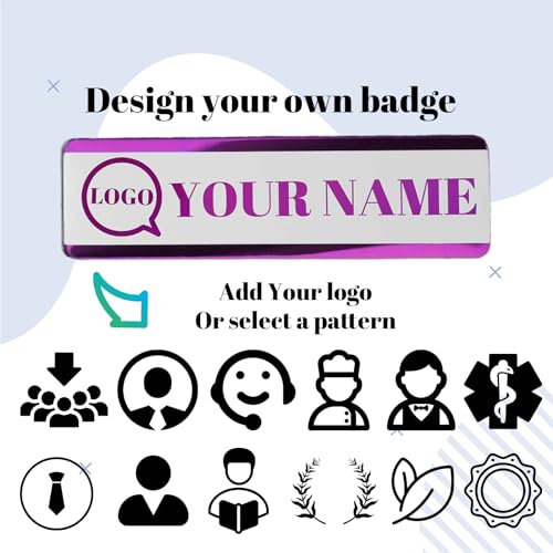 Image of Personalized Magnetic Name Tags with Logo - Custom Laser Engraved Stainless Steel Badges, Professional Metal ID Labels with Pin Option for Nurse, Doctor, Office Staff & Business