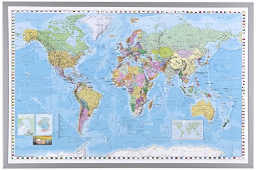 Preisvergleich Produktbild NAGA, Gerahmte Weltkarte, 90 x 60 cm