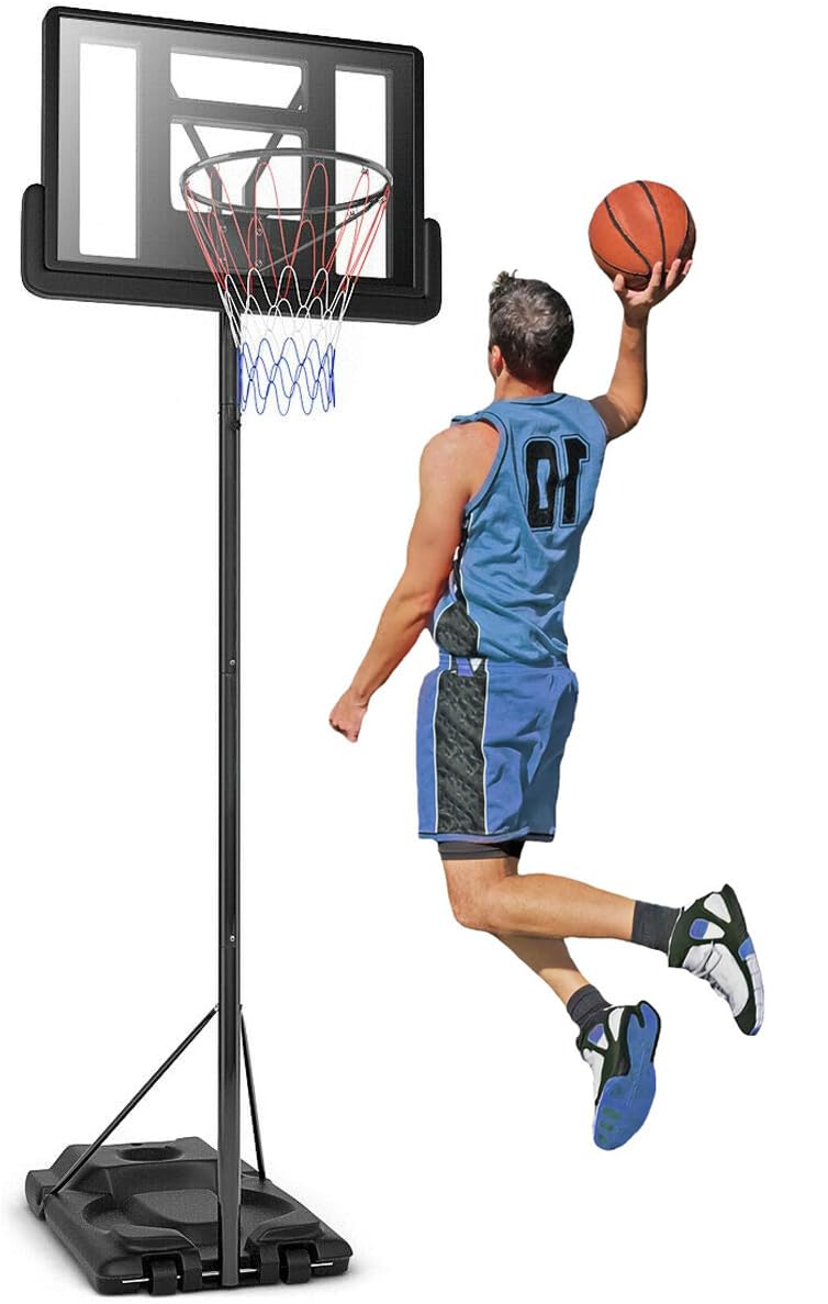 DORTALA Height Adjustable Portable Basketball Hoop System Shatterproof Backboard Wheels