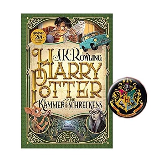 Carlsen Verlag Harry Potter und die Kammer des Schreckens (2 Band, Gebundene Ausgabe) + 1x Original Harry Potter Button