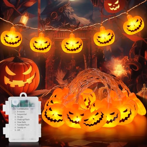 Halloween lichterkette 4.7 m 30 LED Kürbis Halloween Deko Lichterkette 8 Modi Lichterkette Außen Halloween Led Lichterkette Halloween Deko für Party Garten Hof