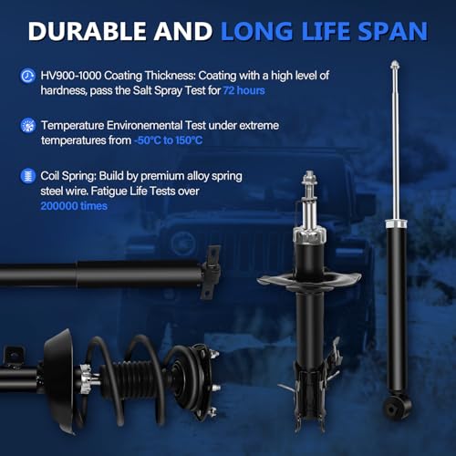 Image of Maxfavor Front & Rear Shock Absorbers fit for 4WD & RWD 1991-2001 Jeep Cherokee 2.5L 4.0L (NOT FOR GRAND CHEROKEE)