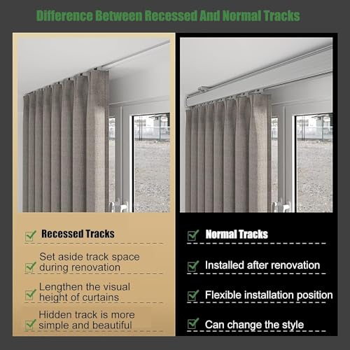Riel de cortina de aluminio invisible de alta gama para proyectos empotrados, 35ft 7