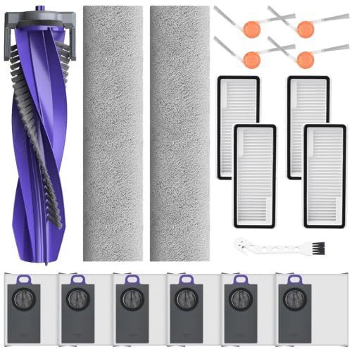 Image of 18 Pcs Accessories kit Compatible with NARWAL FLOW 2 Robot Vacuum | Kit Includes 1 Main Brush, 6 Dust Bags, 4 HEPA Filters, 2 Rolling Track Mops, 4 Side Brushes, 1 Clean Tool