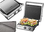 Steinborg Griglia a Contatto XXL, Piastre Rimovibili, Timer da 30 Minuti, Tostapane Panini, Bistecche e Panini