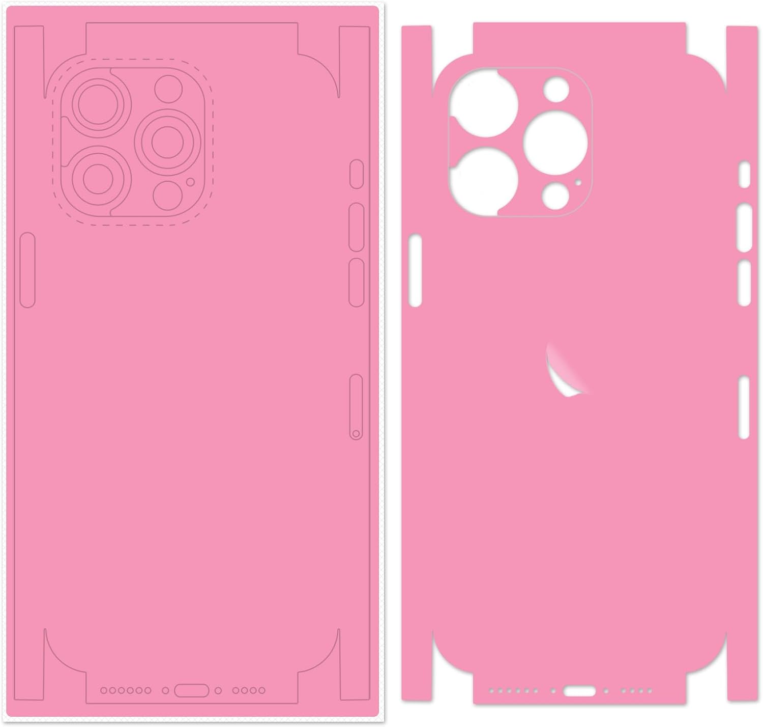 Rose Pink Full-Wrap Skin Sticker for iPhone 15 - Ultra-Thin Waterproof Anti-Scratch Protector, 2-Pack by iPeySym