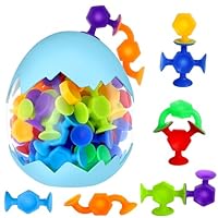 Zeawavsl 48 Stück Saugnapf Spielzeug Kinder, Montessori Spielzeug ab 3 Jahre Badewannen Spielzeug Silikon Badespielzeug, Sensorik Spielzeug mit Dinosauriereier für 3 4 5 6 7 8 Jahre Jungen Mädchen