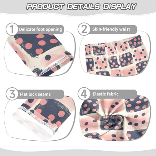 Black Polka Dots on Pink Background Kids Girl's Basic Leggings Casual High Waisted Sweatpants Exercise3