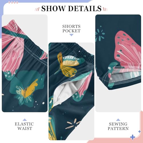 Watercolor Butterfly Boys Long Pants Soft Trousers Elastic Waist Kids Lounge Bottoms with Pockets S-XL4