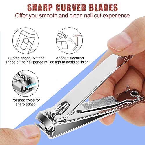 Nail Clippers, Toenail Clippers, Fingernail Clipper Cutters, Stainless Steel Toe Nail Clippers With Sharp Curved Blades And File, Nail Clippers For Men Women Kids(Large & Small) #TOP1