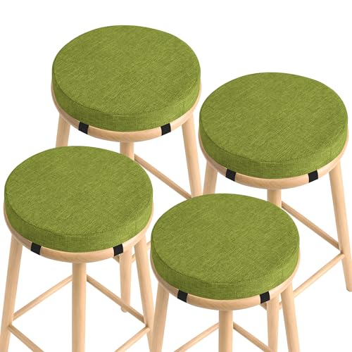 Image of AddGrace Round Bar Stool Cushions 4 Pack Bar Stool Seat Cushion Non Slip Round Chair Pads with Removable and Washable Cover 12x12 Inch Green