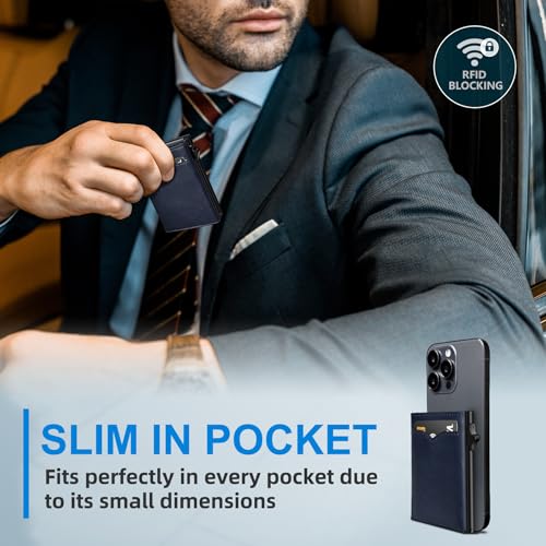 Image of miyozi Wallet for Men,with Cash Pocket 2 ID Window 9-13 Cards,Metal Case Smart Slim Pop Up Credit Card Holder Flip with Magnetic Closure RFID Blocking Trifold wallet with Gift Box