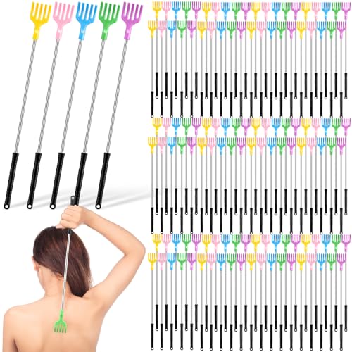 LemonRoad 100 Pcs Extended Back Scratcher Bulk 16.5 Long Handle Back Scratchers Massage Tool with Stainless Steel Rod for Men Women Gifts Reducing Itching 5 Colors