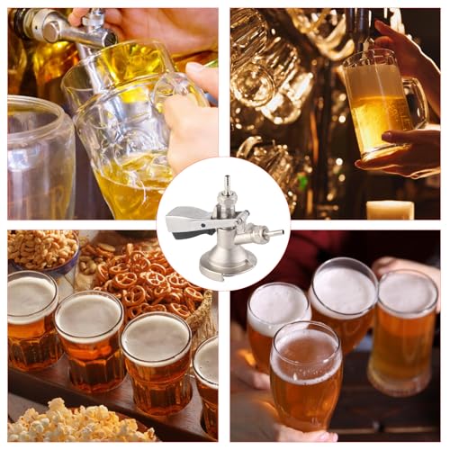 Kegverschluss Zapfkopf Typ A Flachkeg, Brauen Fassbier Fasshähne Bierausgang 5/8\, Edelstahl Bierzapfhahn Keg Verschluss Zapfkopf Mit Druckentlastungsventil für Bier, Wein & Softdrinks