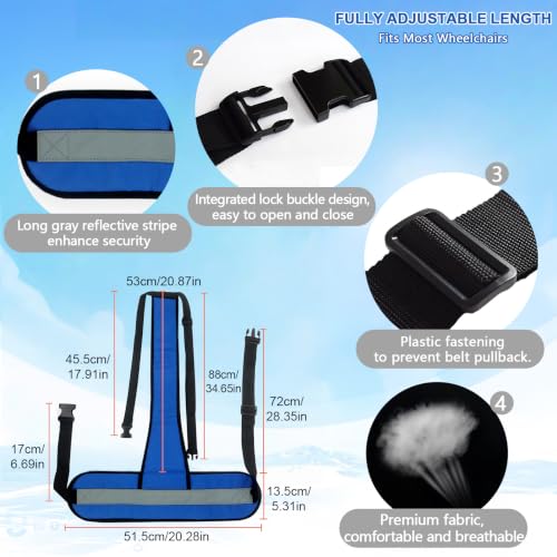 Image of Wheelchair Seatbelt,Wheelchair Harness for Adults,T-Shape Chair Waist Lap Strap with Easy Release Buckles,Suitable for Dementia Patients,Adults,The Elderly,Pregnant,Paralyzed(Blue)