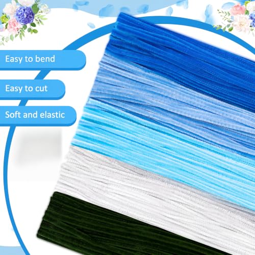 Image of Peryiter 500 Pcs Pipe Cleaners for DIY Flower Bouquets, Chenille Stems for Graduation Bouquet Crafts, Fuzzy Sticks for Handmade Flowers, DIY Gift, Art Projects(Blue Flower Color,12 Inch)