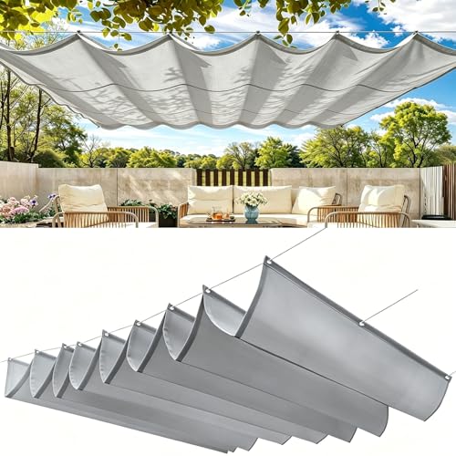 Voile d'ombrage à vague rétractable 170x270 store ondulé extérieur imperméable gris