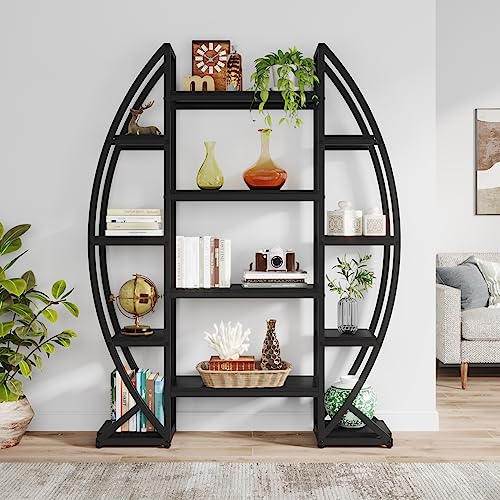 Image of Tribesigns Curved Plant Stand Indoor, 8 Tiered Large Metal Plant Shelf, 69 inch Tall Industrial Flower Pot Stand Display Rack for Indoor Living Room, Balcony, Patio (Black)