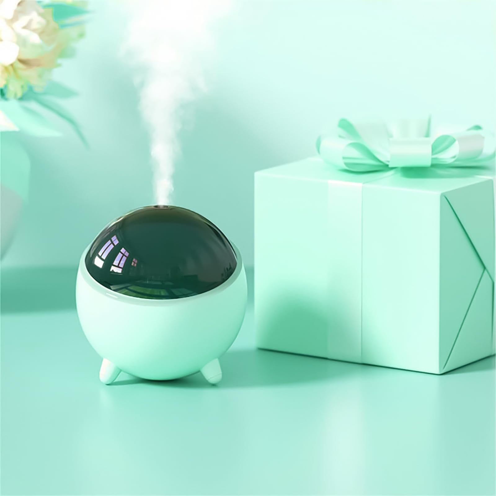 mobigon Wood Cool Mist Ultrasonic Humidifier for Room Moisture, Aroma Diffuser for Home, 300ml Essential Oil Diffuser with 7 Colorful Night Light, Auto Shut-Off, Home, Office, car (Turquize)