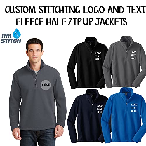 INK STITCH Men F218 Custom Stitching Logo Text Embroidery Fleece Half Zip Up Jakckets4