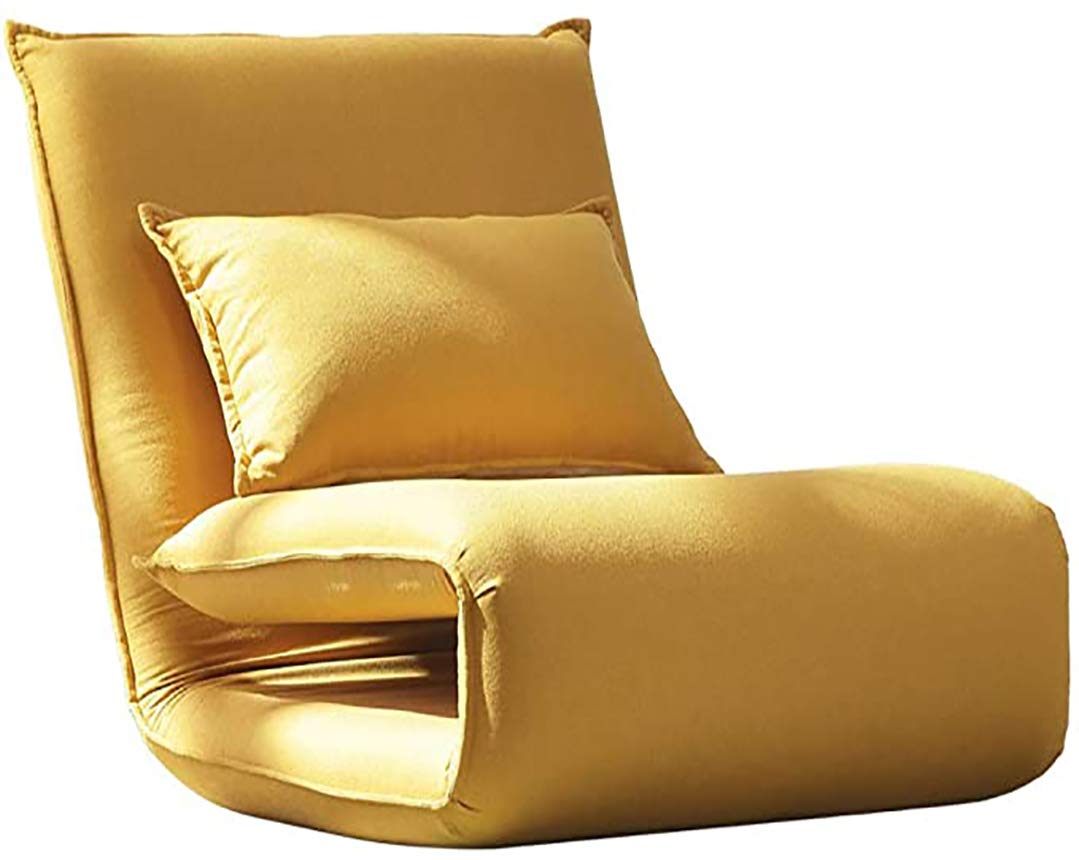 ALAN-TSANG Lazy Tatami Folding Sofa Signle Lounger Sofa Seat Room Furniture High Density Sponge Filler Pouf Puff Couch Multi-Angle Adjustable (Yellow-A, 200cm*80cm)